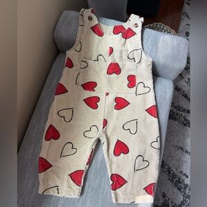 Toddler Love Heart Overalls, Apricot Color / 2-3T